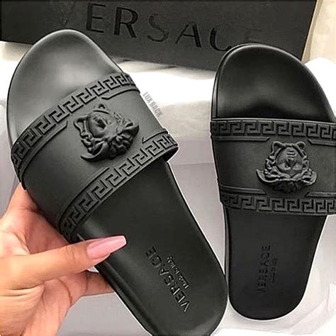 black and white versace slides|Versace heels on sale.